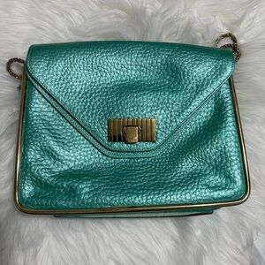 Chloe Metallic Mint Green Leather shoulder bag/ clutch bag